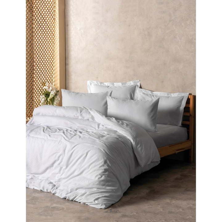 SZÍNES PAMUT ágyneműgarnitúra, 240x220cm, 2 db 60x60cm-es párnahuzat, fehér