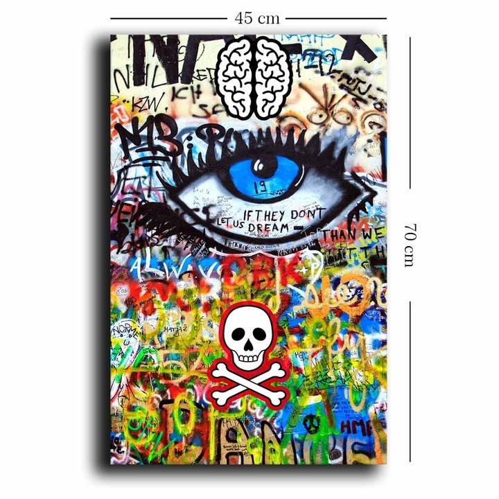 Dekoratív festmény, Wallity, 45x70cm, vászon/fa, többszínű