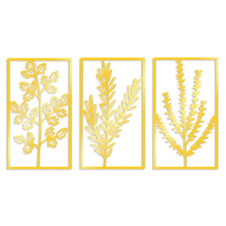 3 darabos fali dekorációs készlet, fém, Wallity, 40x70cm, 1,5mm vastagság