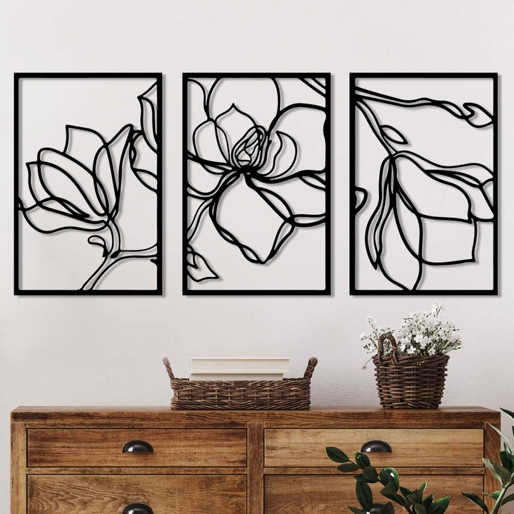 Dekoratív kiegészítők, Wallity, 3 darabos szett, fém, 30x45cm