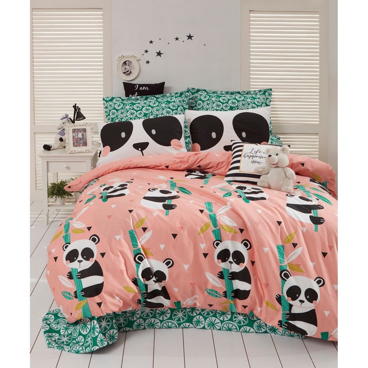 Paplanhuzat/2 párnahuzat szett SZÍNES PAMUT, pamut/poliészter, 240x220cm/60x60cm