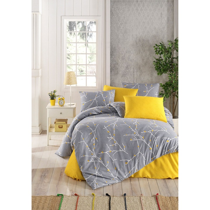 Paplanhuzat/2 párnahuzat szett SZÍNES PAMUT, pamut/poliészter, 240x220cm/60x60cm