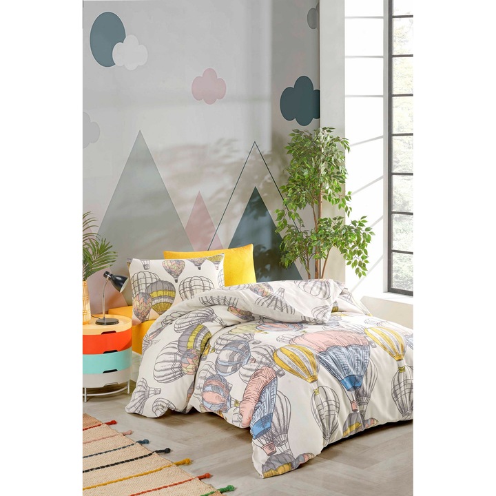 Paplanhuzat/párnahuzat szett SZÍNES PAMUT, ranforce pamut, 140x200cm/60x60cm