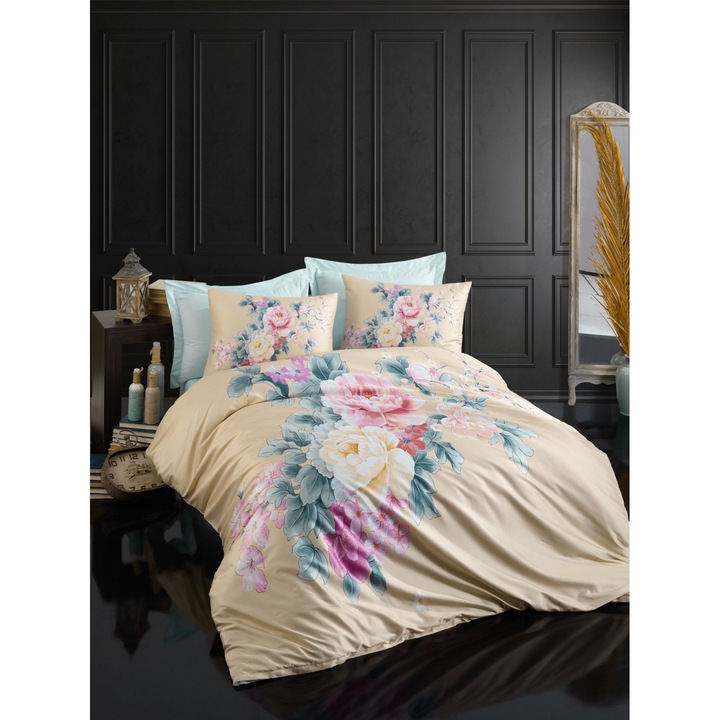 Paplanhuzat/2 párnahuzat szett SZÍNES PAMUT, pamut/poliészter, 240x220cm/60x60cm