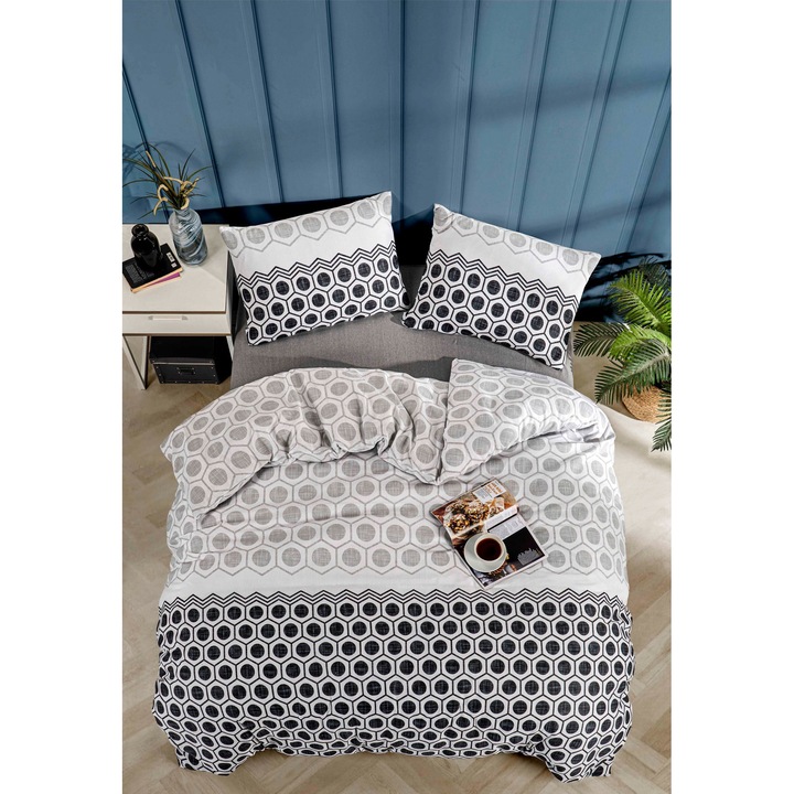 Paplanhuzat/2 párnahuzat szett SZÍNES PAMUT, pamut/poliészter, 240x220cm/60x60cm