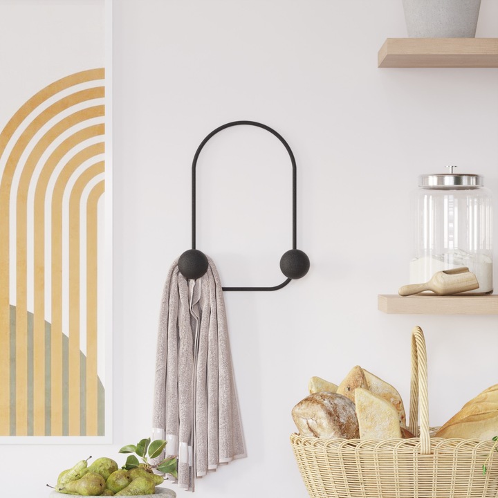 Fém fali akasztó, Wallity, 25x7x33cm, maximális teherbírás 10kg