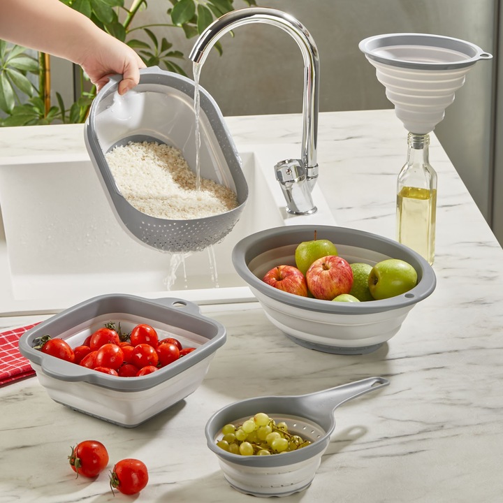 Set strecuratori, Hermia Concept, plastic, 5 piese, alb/gri