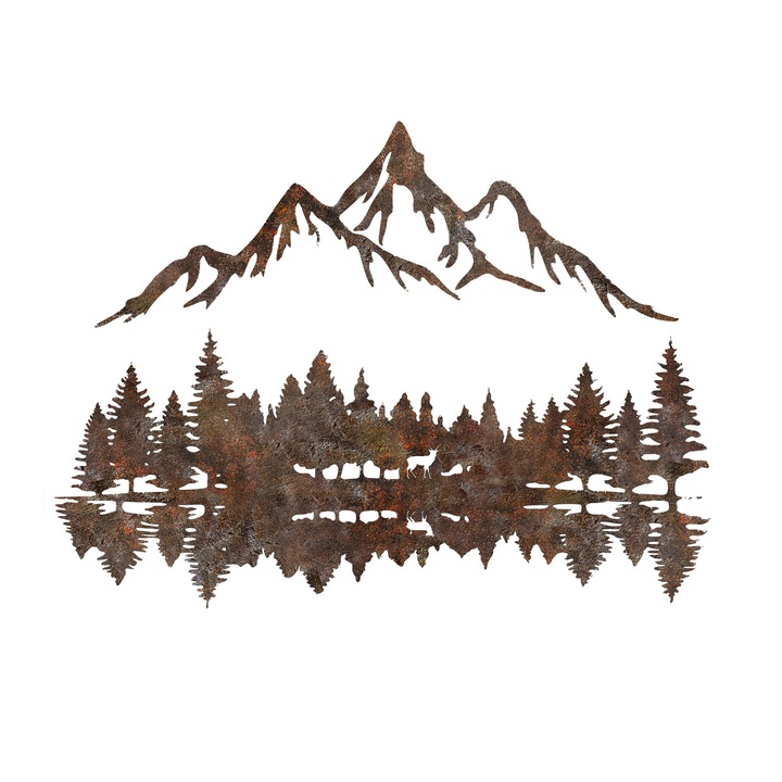 Dekoratív fali kiegészítő, fém, Wallity, kézzel festett, 51x70cm