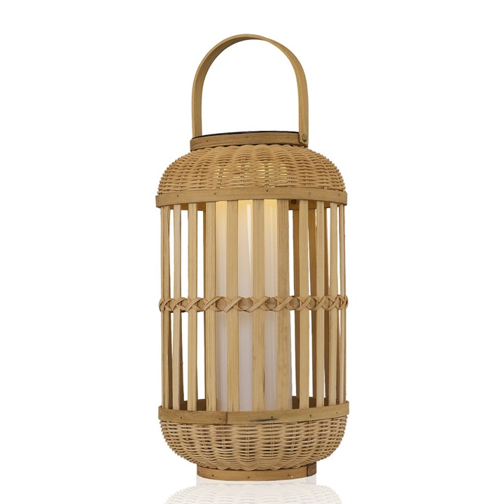 Napelemes lámpa, Opviq, rattan, 2,4 W, 3000 K, 25 x 44 cm