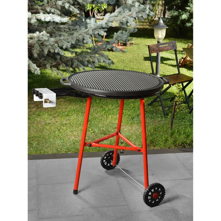 Gratar de gradina, Hermia Concept, model Jumbo, 45x45x84cm, cu arzator cu trei inele, portabil