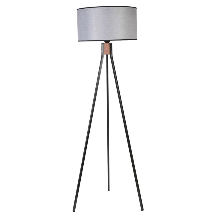 Lampadar Opviq Fisco, metal si lemn, 155cm, negru/gri