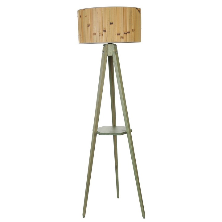 Opviq állólámpa, háromlábú modell, fém, zöld/barna, 155 cm
