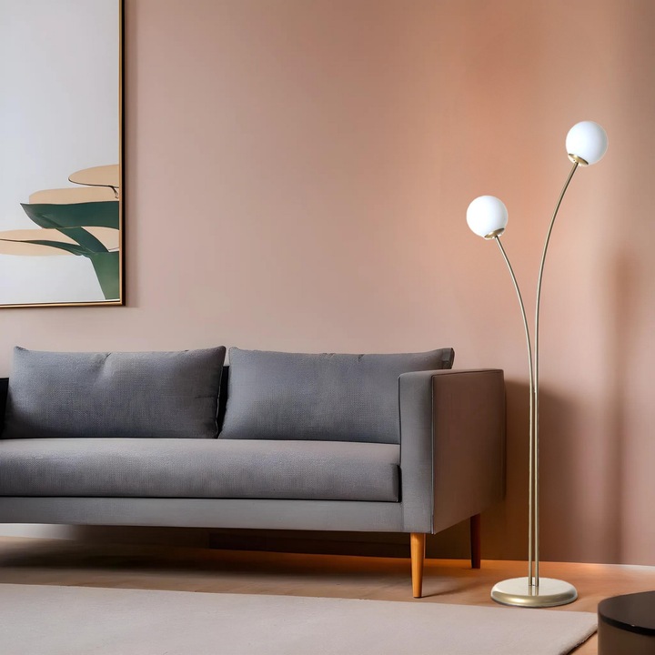 Lampadar, Opviq, model rose, metal, alb, 50cm x 30cm x 165cm