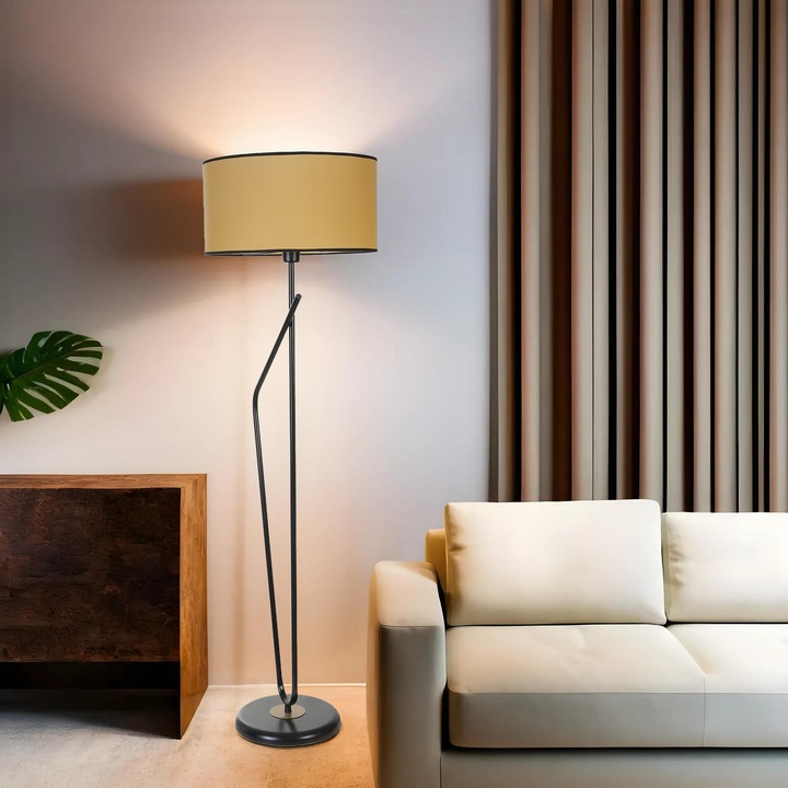 Opviq hengeres állólámpa, mustársárga fekete fém, 30x155x45cm