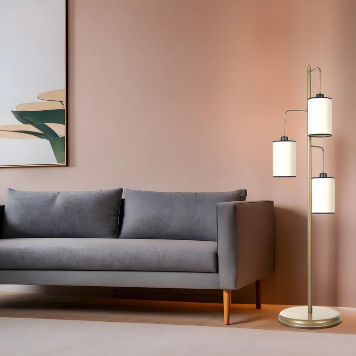 Opviq Jozef 3 lámpa, fém, krémszínű, 40x150cm, lámpaernyő 14x21cm