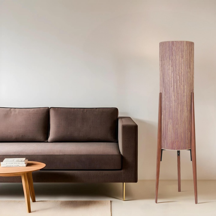 Navas állólámpa, Opviq, 140cm, fém, fa, szövet lámpaernyő, 30cm