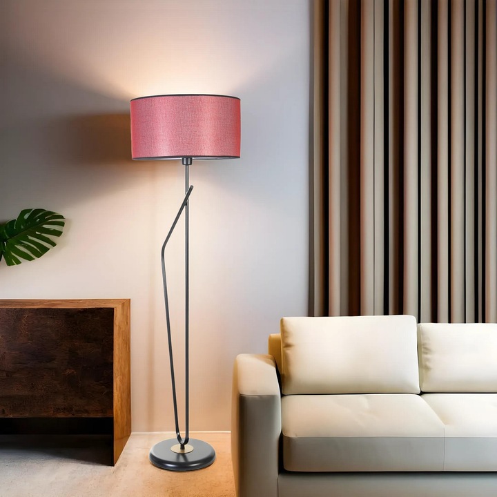 Opviq lámpa, Alfa modell, fém, textil lámpaernyő, 30cm, 155cm, E27, 60W, fekete