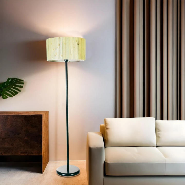 Lampa de podea Opviq, bambus, 30cm, 162cm, negru