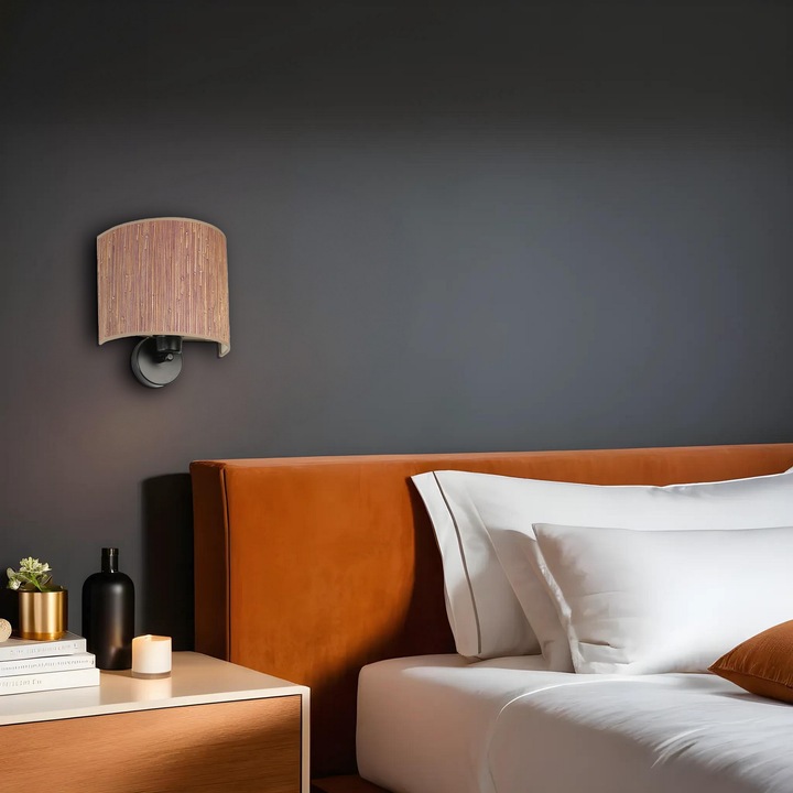 Стенна лампа, Opviq, бамбук 04, овална, метална, 20x25см, E27, макс. 60W