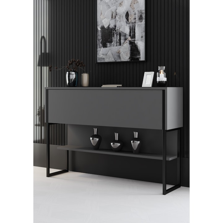 Comoda lux - negru, antracit, Woody Fashion 3336