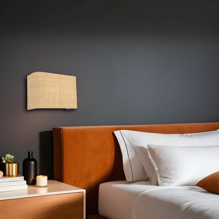 Метална стенна лампа с бамбуков капак, Opviq, 20x30x15см, E27, макс. 60W