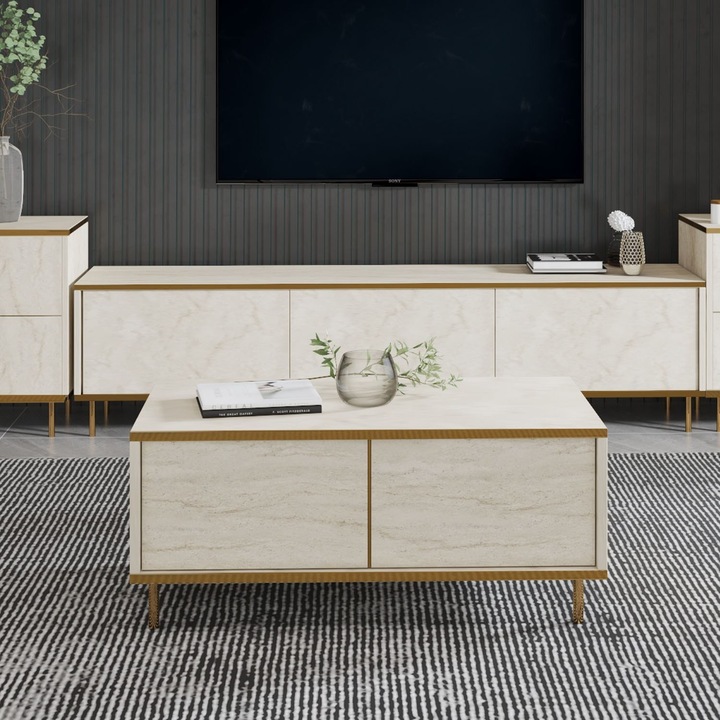 Masa de cafea, Woody Fashion, travertin, 90x40x45cm