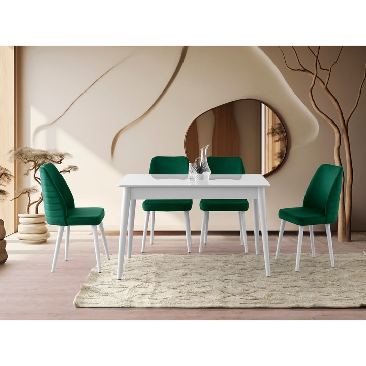 Masa extensibila, Woody Fashion, model Lotus, 130x80cm, 100kg, culoare MDF, 75cm inaltime