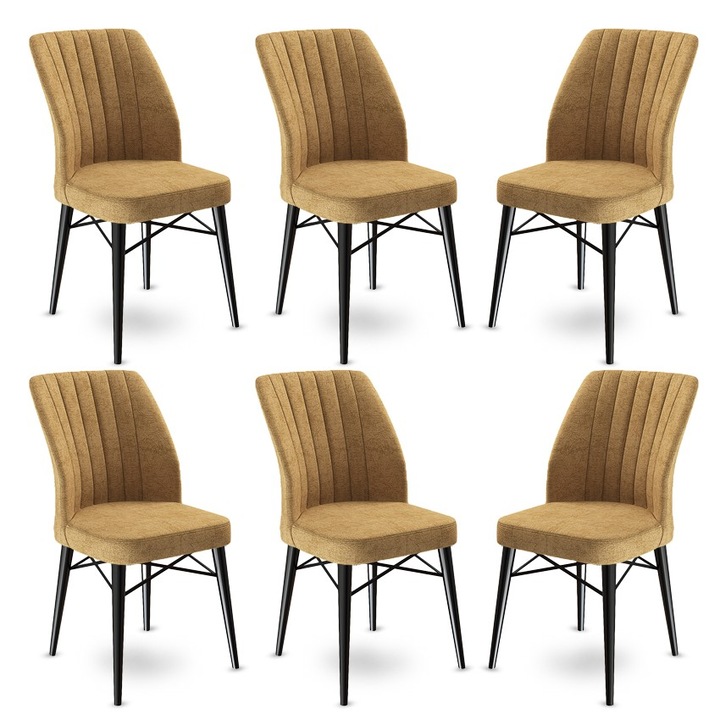 Set scaune (6 piese) flex - cappuccino, negru, Woody Fashion 4174