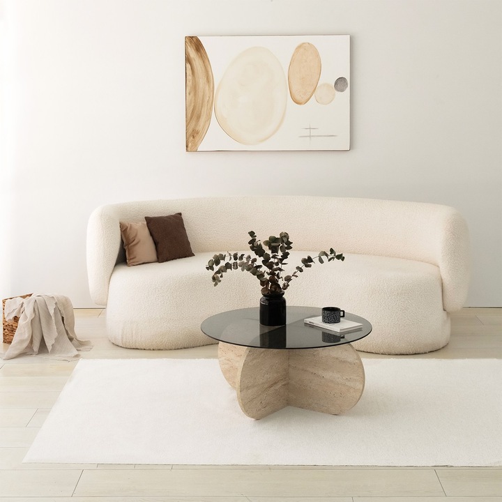 Masa de cafea bubble, Woody Fashion, fumurie, 75cm x 35cm