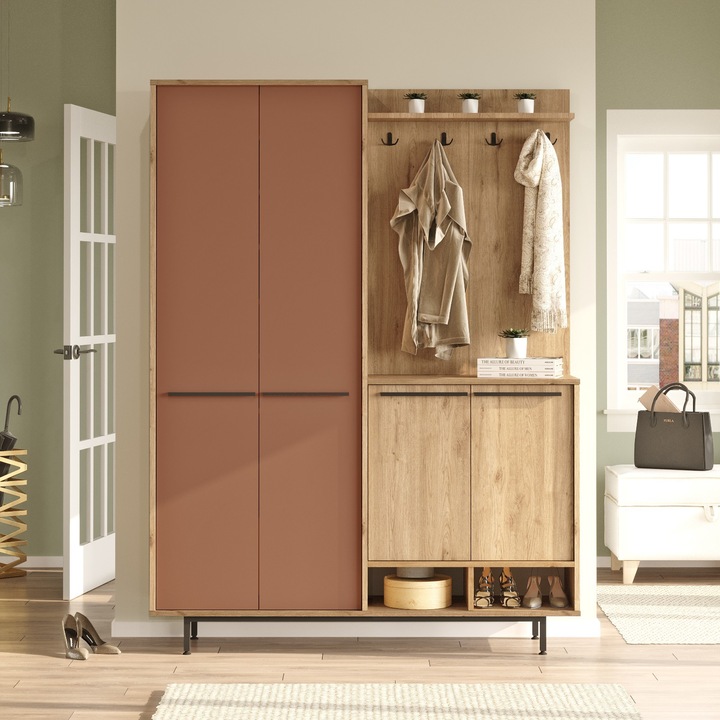 Cuier Woody Fashion, model os1-sk, 18mm, 147,4x195,6x35,5cm, multe rafturi, montabil pe perete