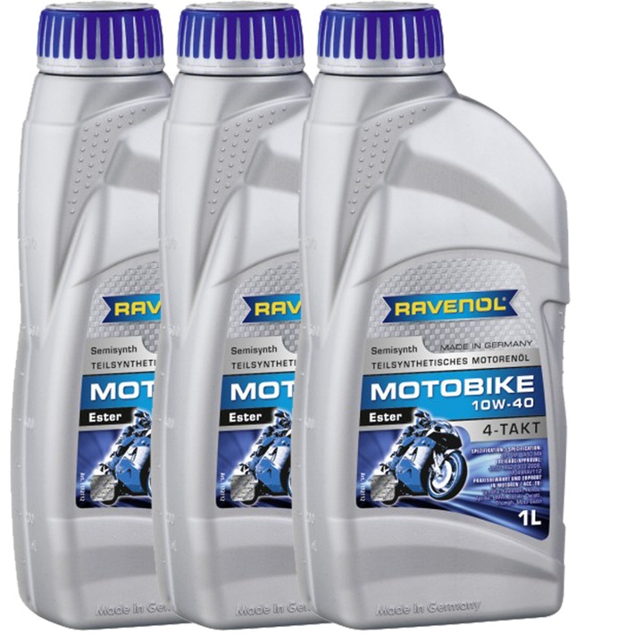 Pachet 3 litri ulei moto Ravenol Motobike 4T Ester 10W40