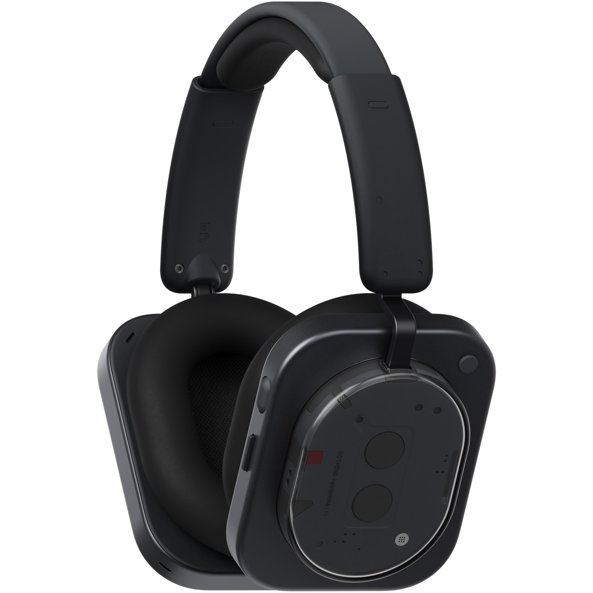 Casti Over the Ear Nothing Headphones (1), Wireless, Bluetooth, Adaptive ANC, Microfon, IPX2, Autonomie 80 ore, Black