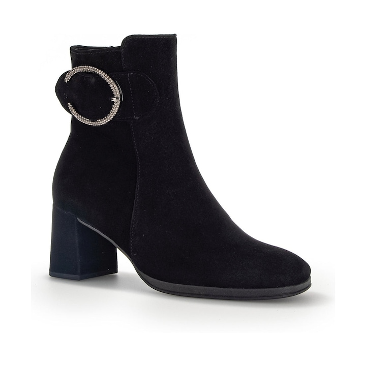 Botine dama, Gabor, Piele intoarsa, Negru, Negru