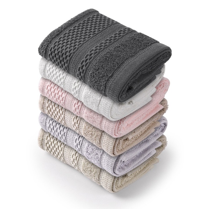 Комплект кърпи за баня, ЦВЕТЕН ПАМУК, 100% памук, 450 гр/м², многоцветни, 30x50 см (6 броя)