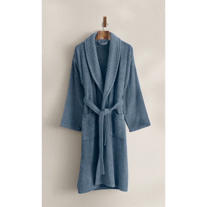 Halat de baie COLOUR COTTON, bumbac 100%, albastru, marimea L/XL, 350 gr/m²