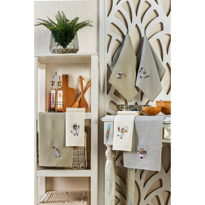 Комплект кухненски кърпи, ЦВЕТЕН ПАМУК, 100% памук, цветни, 40x60 см, 6 броя