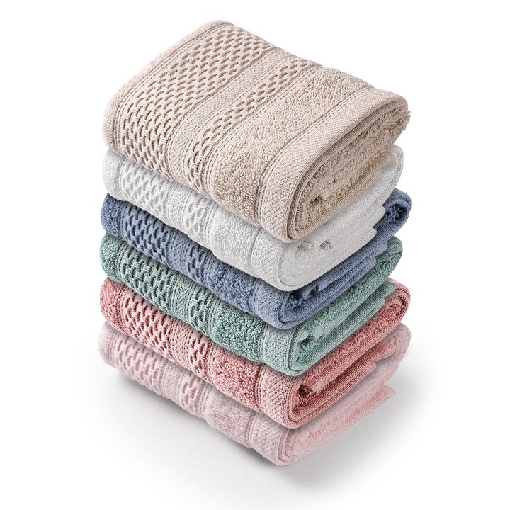 Комплект кърпи за баня, ЦВЕТЕН ПАМУК, 100% памук, 450 гр/м², цветни, 30x50 см, 6 броя