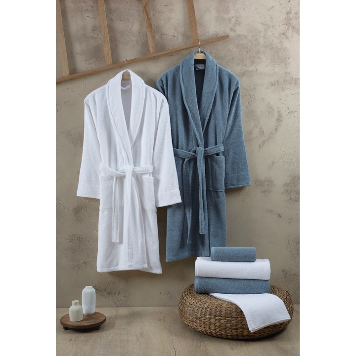 Set halate baie COLOUR COTTON, 100% bumbac, multicolor, s/m si l/xl, prosoape 50x90cm si 90x150cm (4 piese)