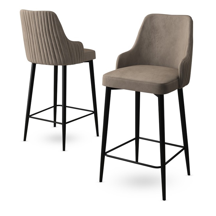 Комплект от 6 бар стола, Woody Fashion, кафяв/черен, 45x105x43 см