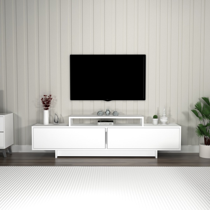 ТВ шкаф Woody Fashion, модел Everly, 100% меламин, 180x50.2x29.6см, с допълнително място за съхранение