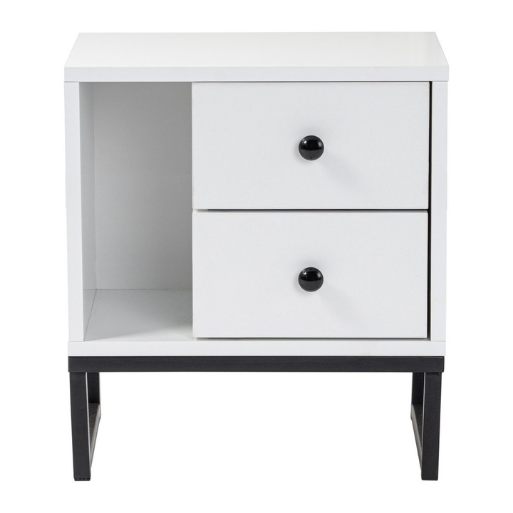 Noptiere Woody Fashion Malani, melamina 18mm, metalice, 45,2x50x29,5cm