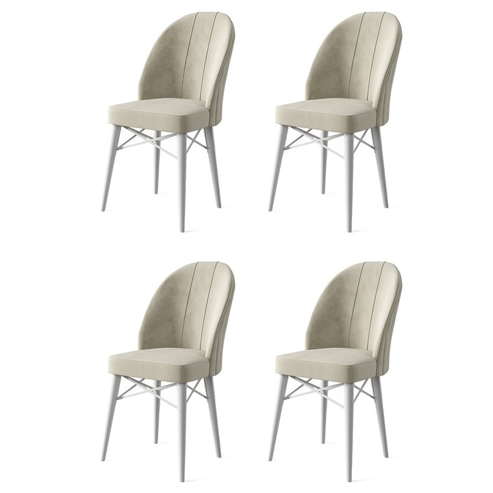 Set scaune (4 piese), Woody Fashion, 100% metal, 44x96x42cm, 46cm inaltime sezut, 42cm inaltime picioare