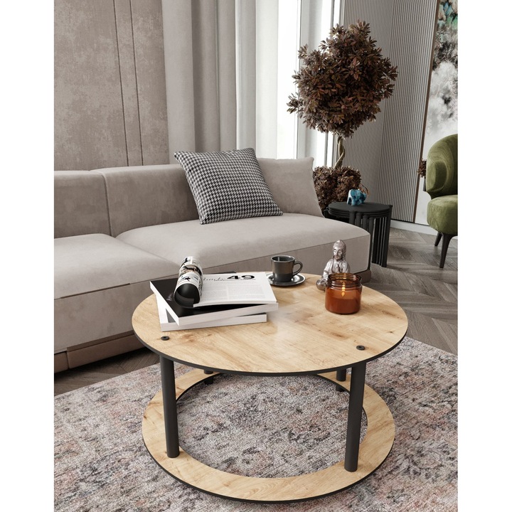 Masa de cafea Jessica, Woody Fashion, 70x38cm, picioare din lemn, 1 bucata