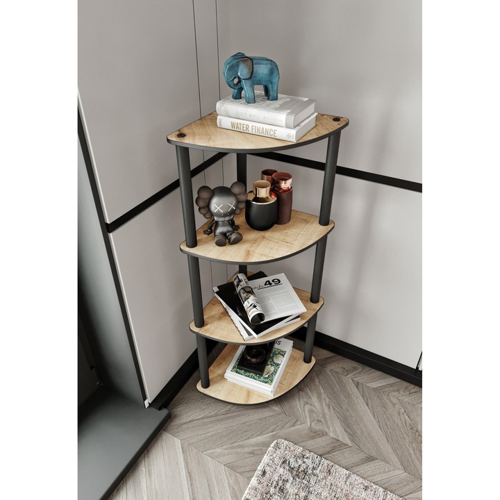 Raft pentru carti Woody Fashion, 34x105x34cm, picioare din lemn, set 1 buc.