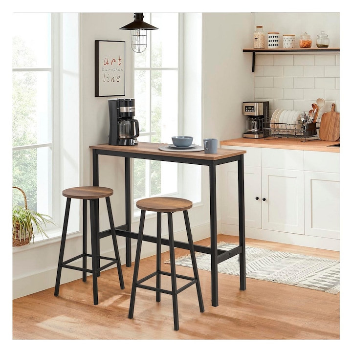 Set masa si scaun de bar (3 piese) Skyla, Woody Fashion 3700