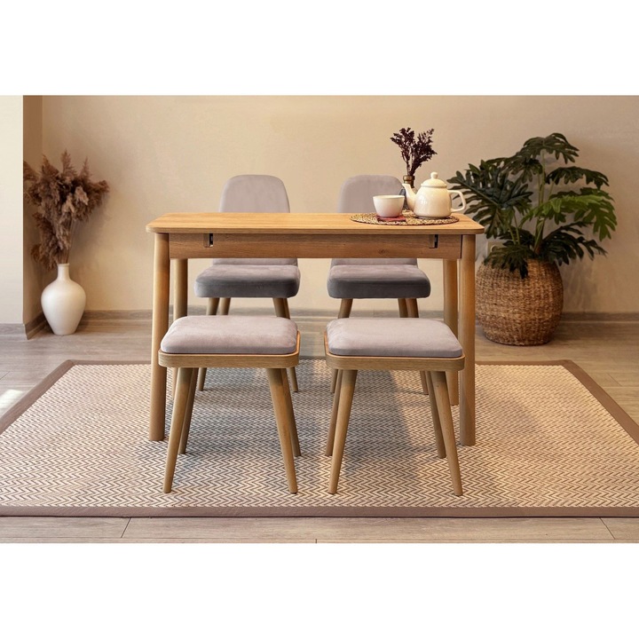 Комплект разтегателна маса и столове (5 части) лавър, Woody Fashion 3708