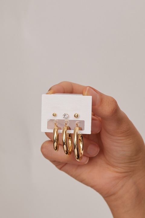 Set cercei metalici dama Heliophilia, 6 piese, aurii