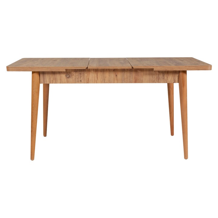 Set masa extensibila si scaune Woody Fashion, 6 piese, lemn fag, 130x76x80 cm, alb