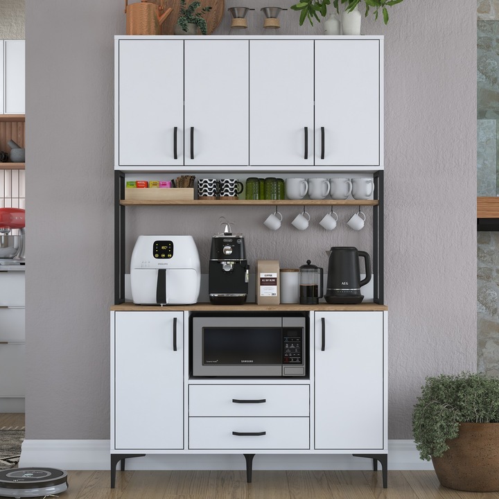 Dulap multifunctional, Woody Fashion, PAL, alb/maro