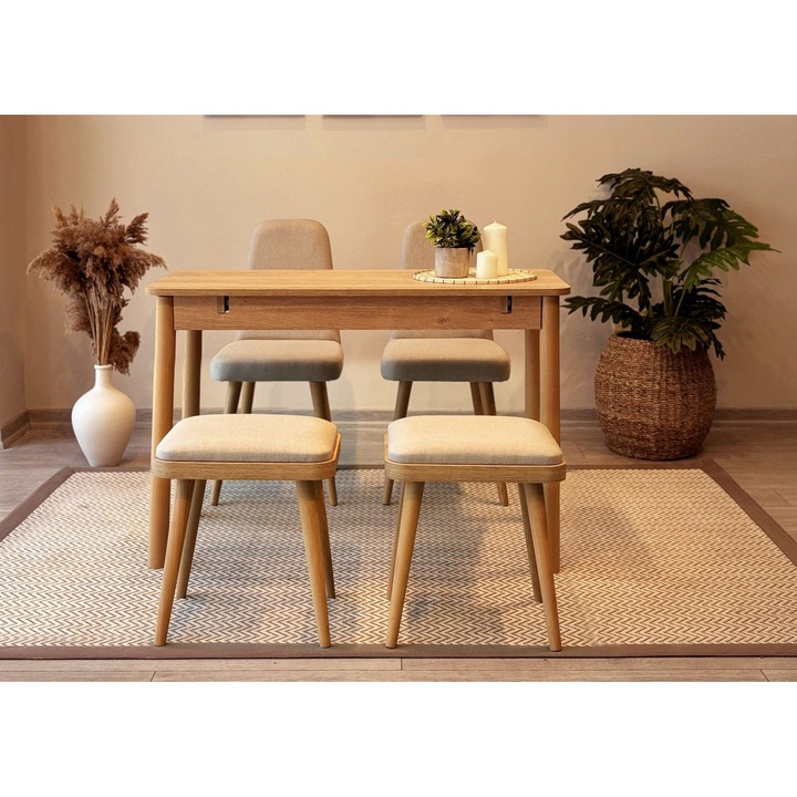 Комплект разтегателна маса и столове (5 части) Briana, Woody Fashion 3709